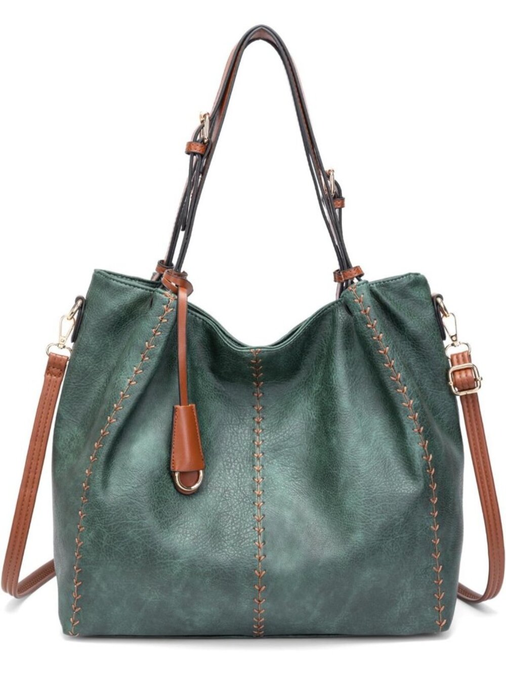 Chic Vintage PU Hobo Shoulder Bag | Rivet Detail Bucket Tote Purse